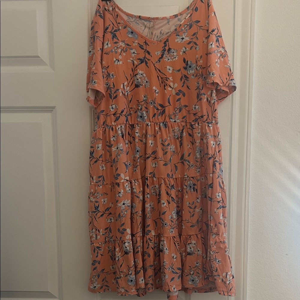Just Be Orange Floral Midi Dress